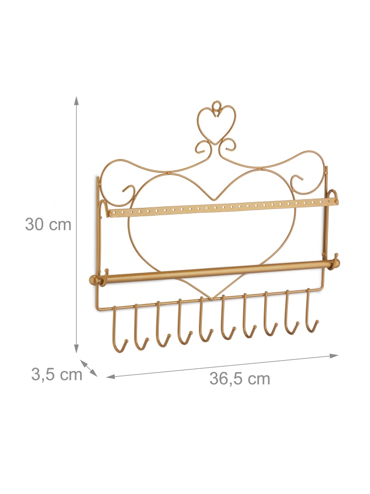 relaxdays Schmuckhalter in Gold - (B)36,5x (H)30 x (T)3,5 cm günstig kaufen onesize