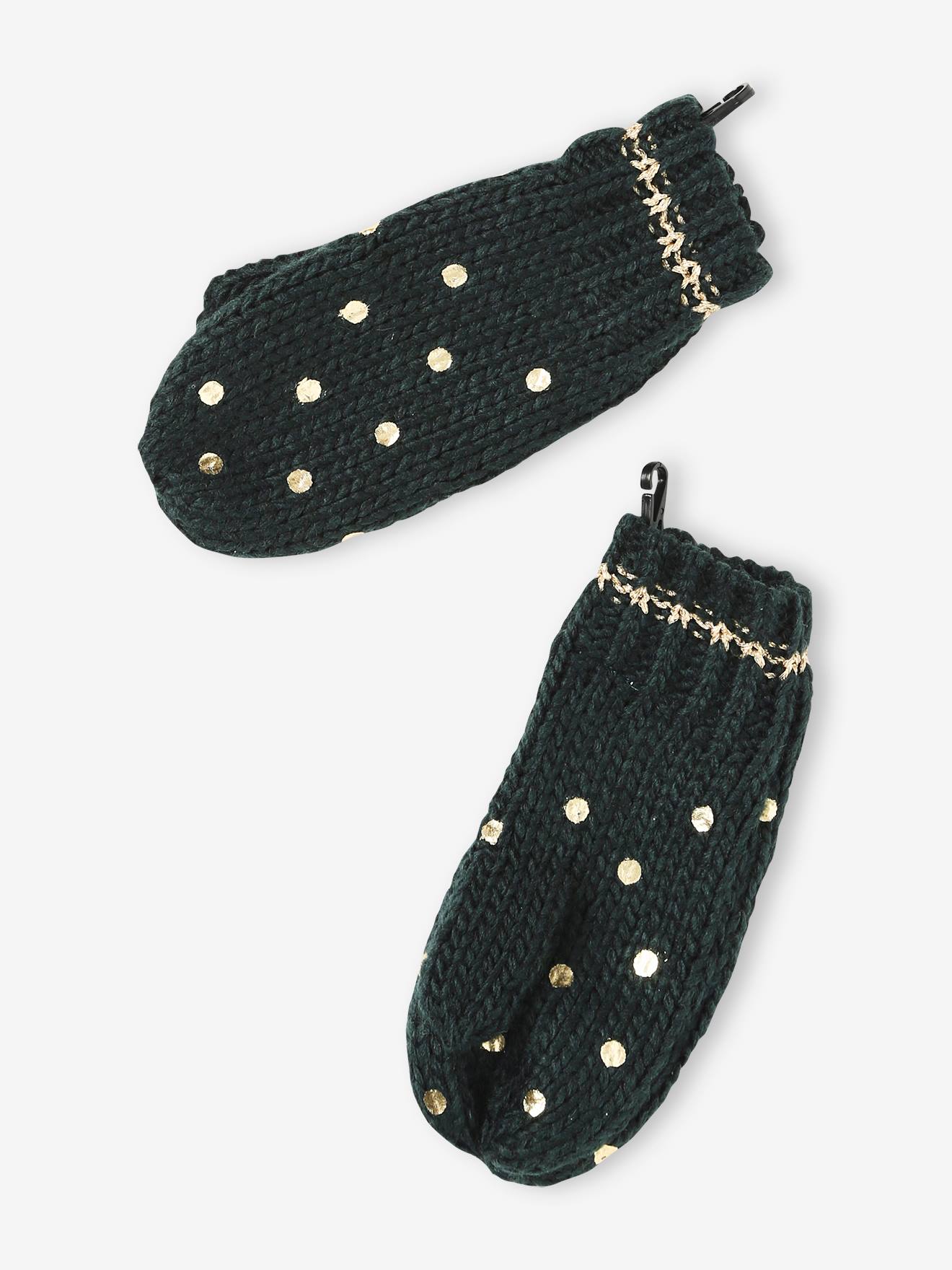 Vertbaudet Mädchen Weihnachts-Geschenkset: Mütze, Rundschal & Fingerhandschuhe - grün