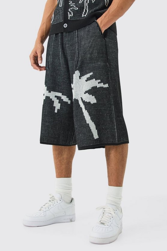 Gerippter Jacquard-Jort mit Palmen-Print
