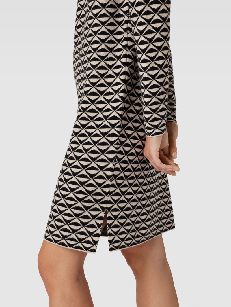 Knielanges Kleid mit Allover-Muster in beige meliert