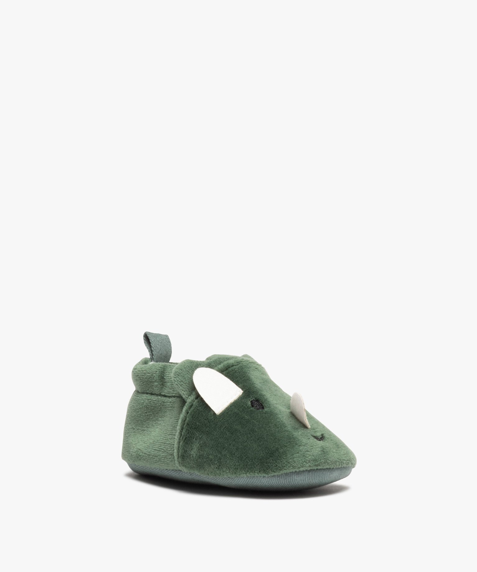Chaussons de naissance en velours avec détails rhinocéros vert | GEMO