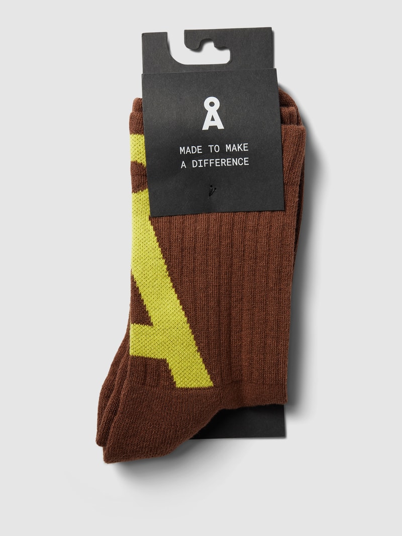 Socken mit Label-Stitching Modell 'SAAMUS' in hellbraun