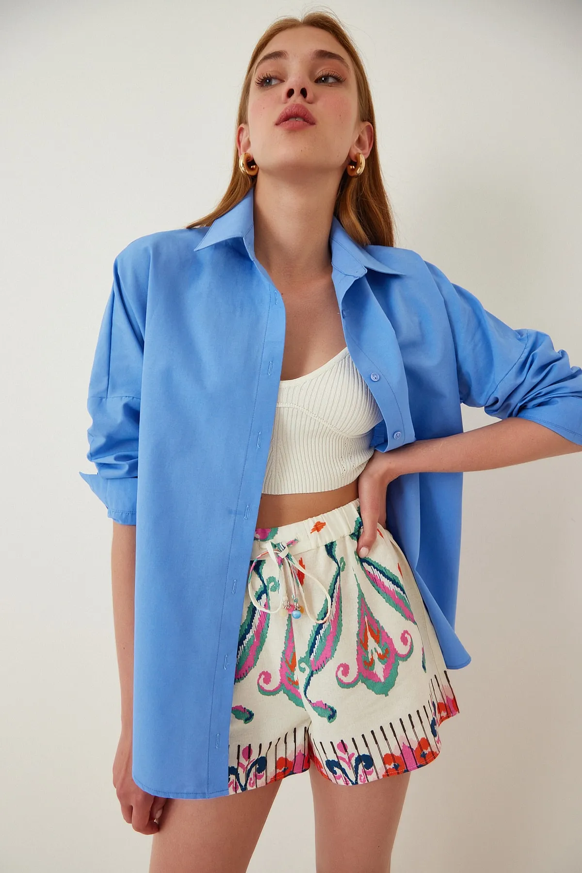 Happiness İstanbul  Hemd - Blau - Oversized