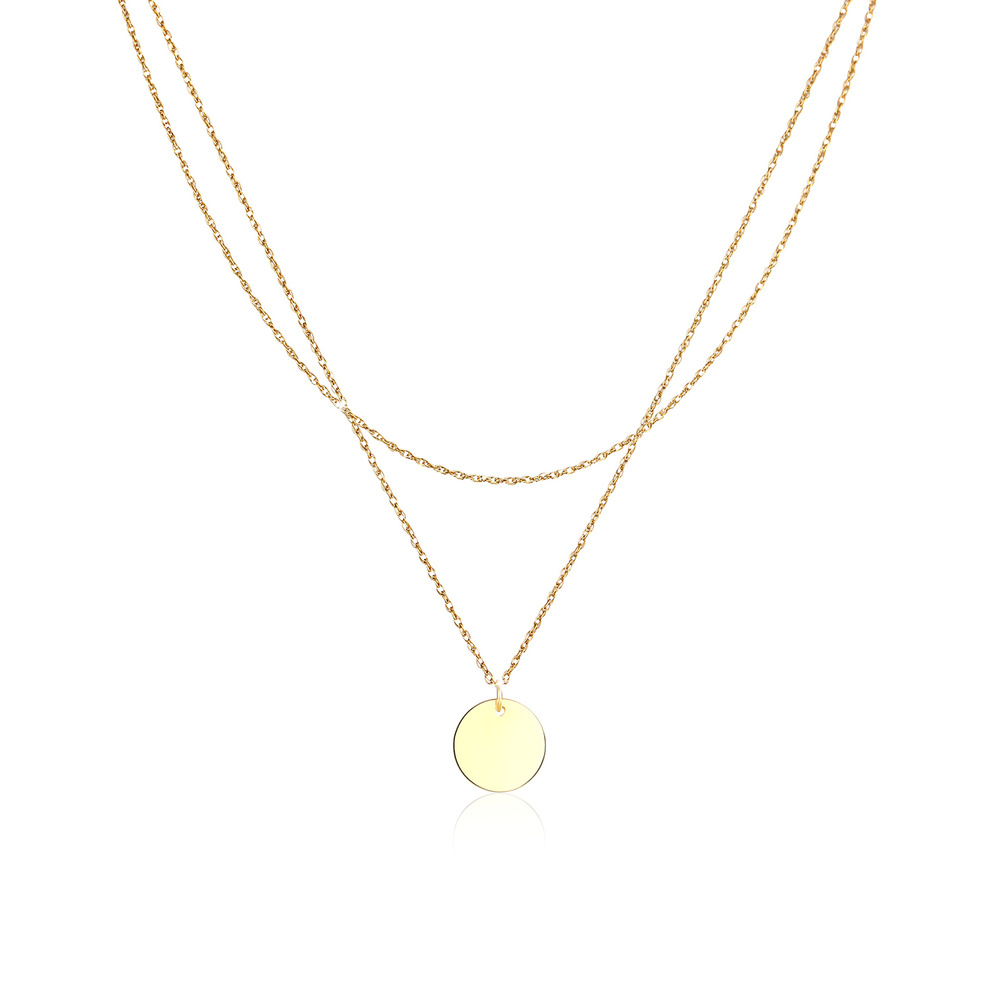Elli Elli Collier Femmes Ensemble Couches Plaquette Cercle Basique Minimaliste en Arge collier
