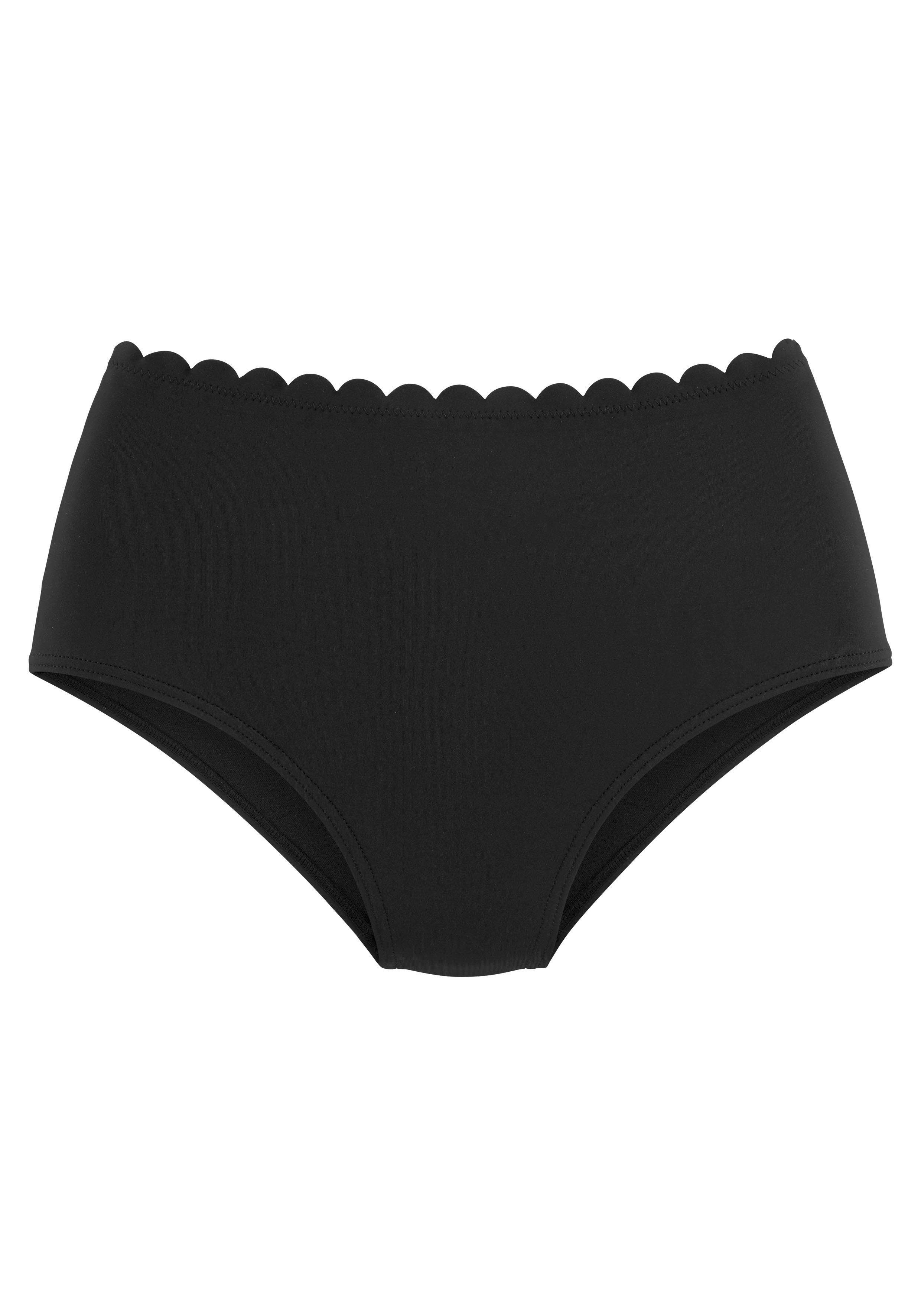 LASCANA Highwaist-Bikini-Hose Scallop mit gelaserter Wellenkante