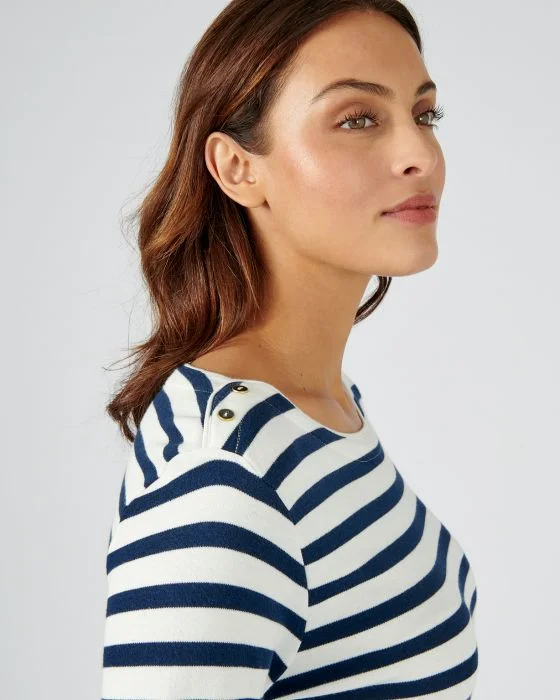 Tee-shirt rayé coton-modal, manches 3/4