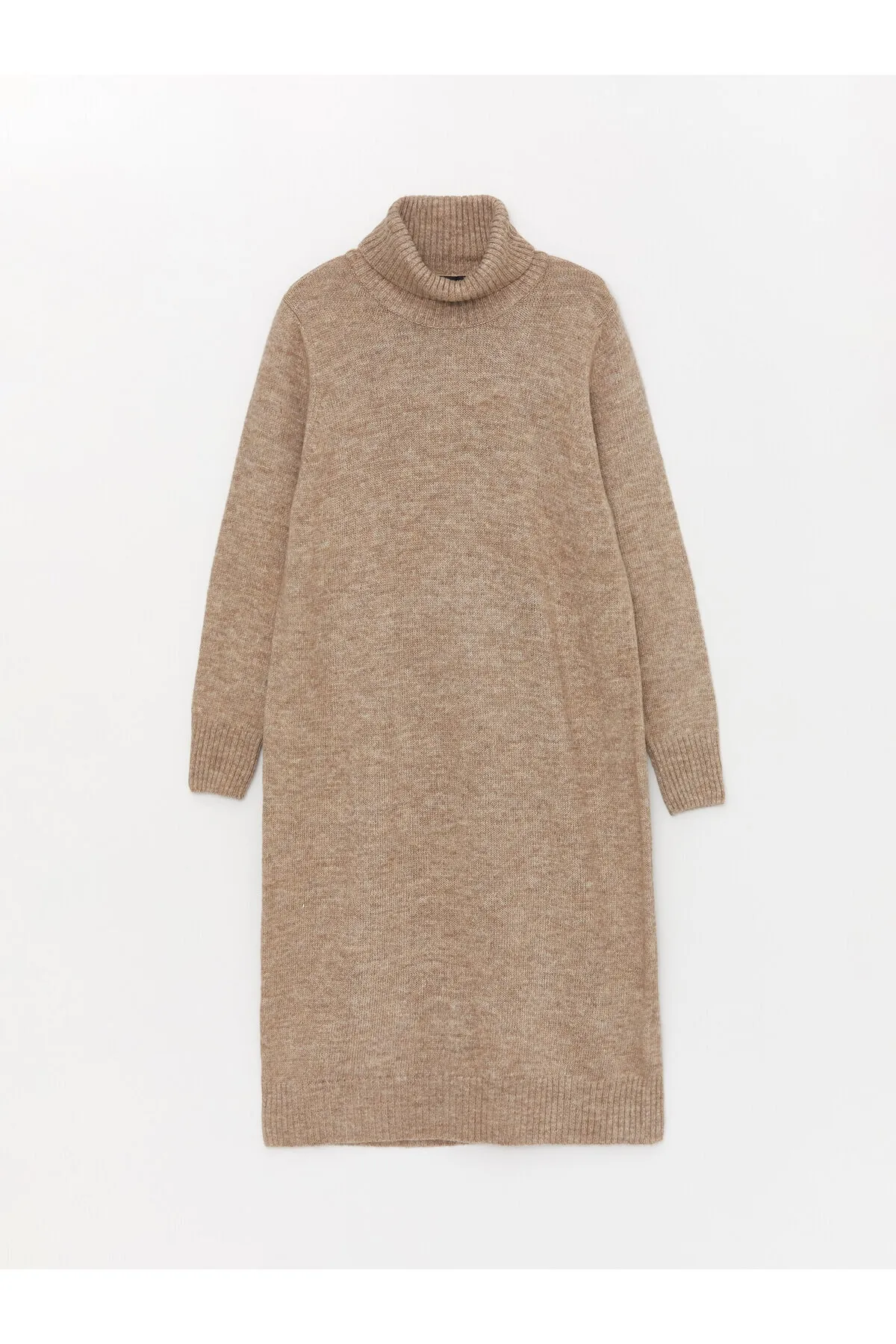 LC Waikiki  Rollkragenpullover, gerades Langarm-Strickkleid für Damen in Übergröße