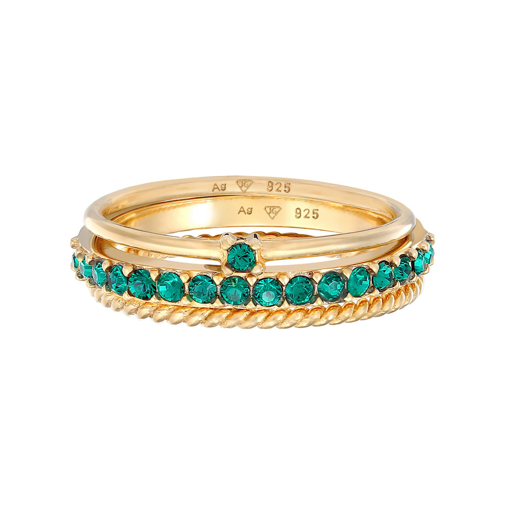 Elli Elli Bague Femmes Solitaire Mémoire Set avec des cristaux de verre en argent ster Bague