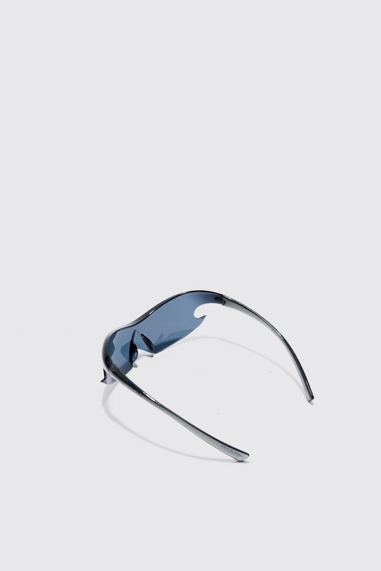 Rahmenlose verspiegelte Racer-Sonnenbrille aus Plastik