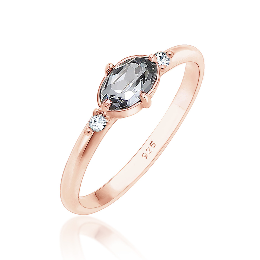 Elli Elli Bague Femme Simple et Élegante avec Cristaux en Argent Sterling 925 Bague