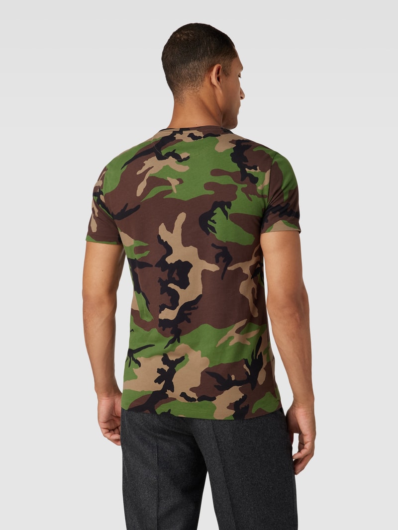 T-Shirt mit Allover-Print in olivgrün