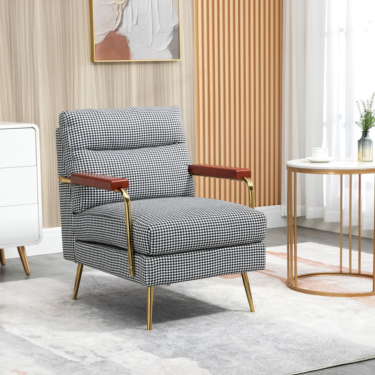HOMCOM Ohrensessel Relaxsessel, Polstersessel Akzentsessel mit Leinenoptik