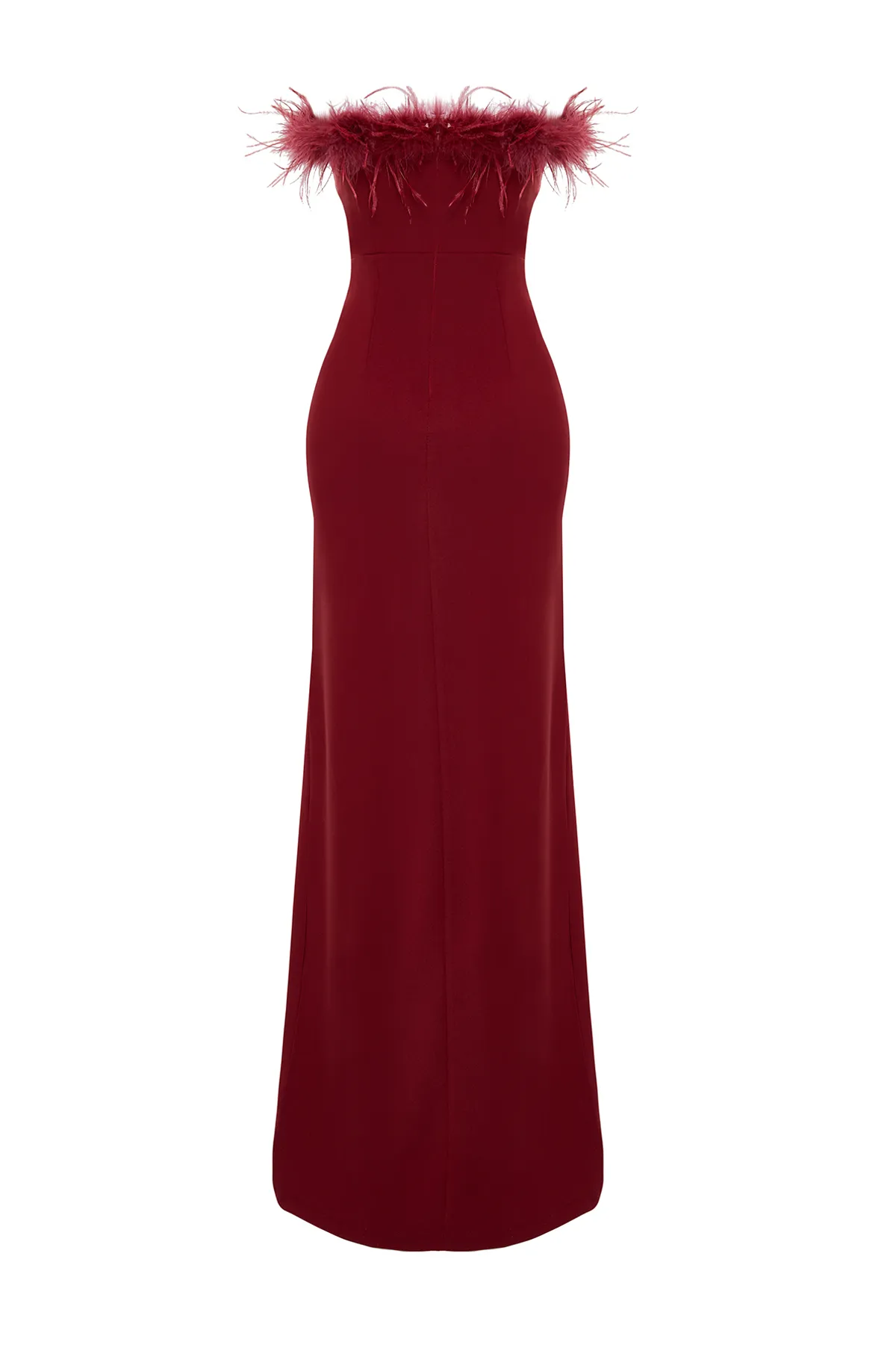 Trendyol Collection  Burgunderrotes, figurbetontes Abendkleid aus Webstoff TPRSS22AE0095