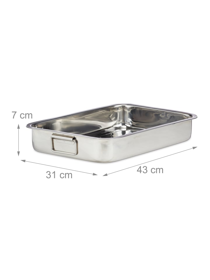 relaxdays Bräter in Silber - (B)43 x (H)7 x (T)31 cm günstig kaufen onesize