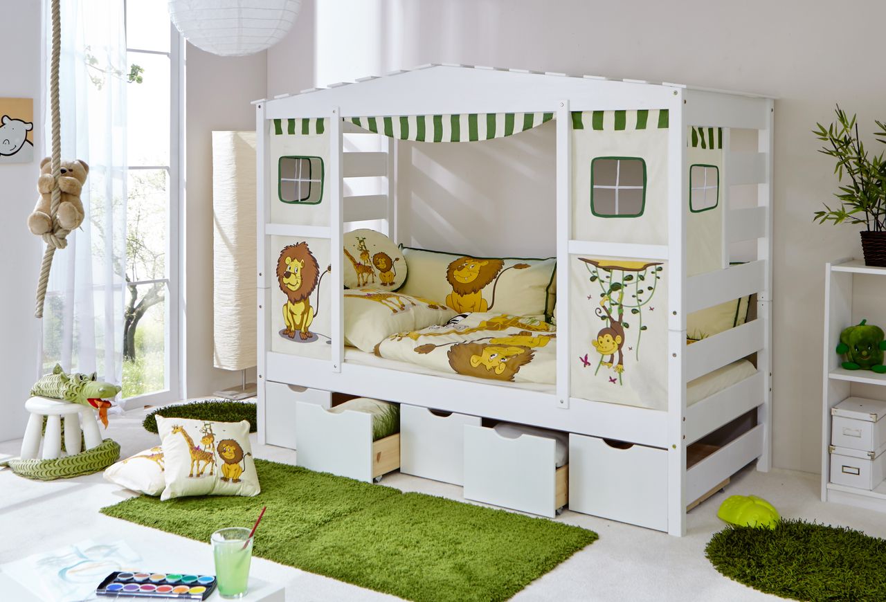 Ticaa Hausbett Safari Var 2 - mit 5er Schubkästen -