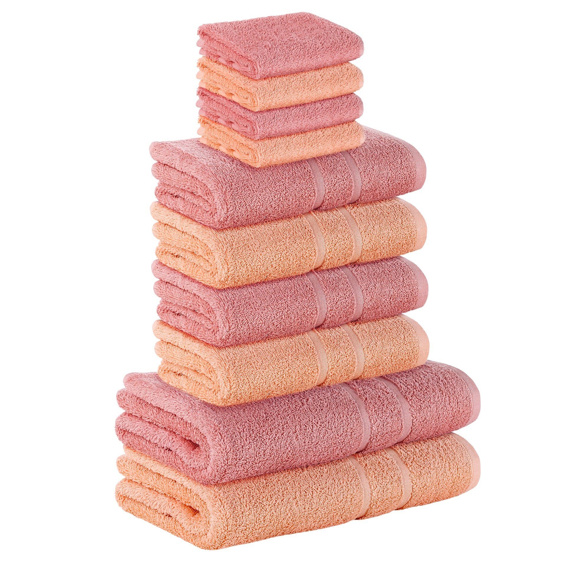 StickandShine Handtuch Set 2 farbig / 4x Gästehandtuch 4x Handtücher 2x Duschtücher als SET in verschiedenen Farben (10 Teilig) 100% Baumwolle 500 GSM Frottee 10er Handtuch Pack, (2 farbiges Spar Set), 2 farbig 100% Baumwolle