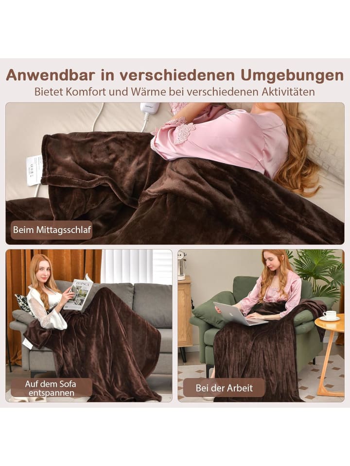 COSTWAY Heizdecke 130 x 180 cm in Braun günstig kaufen 130 cm