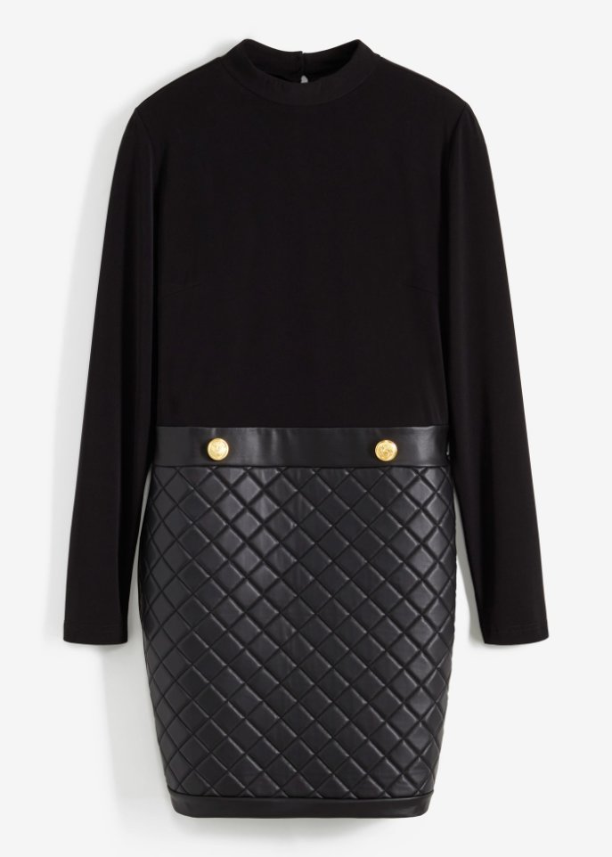 Kleid mit Lederimitat