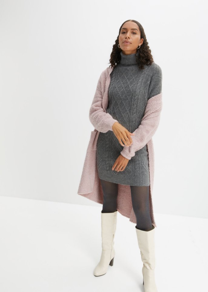 Strickkleid mit Zopfmuster