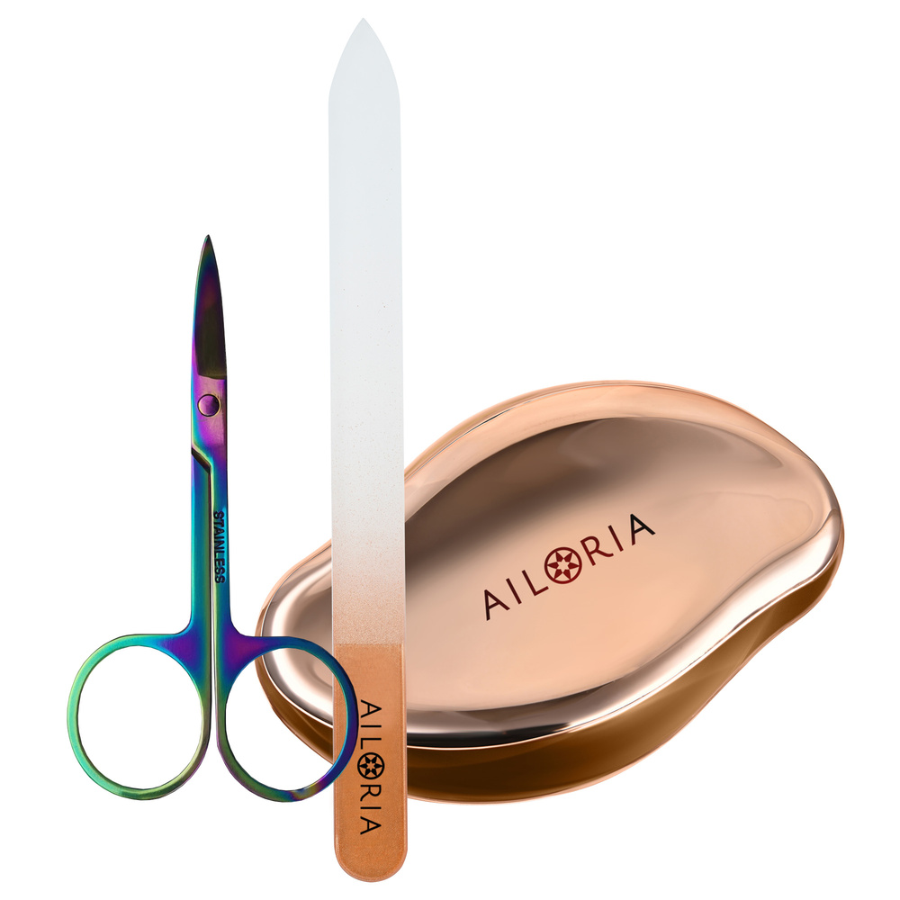 ailoria personal care DOUCETTE SET Râpe anti-callosités, lime à ongle en verre et coupe-ongles