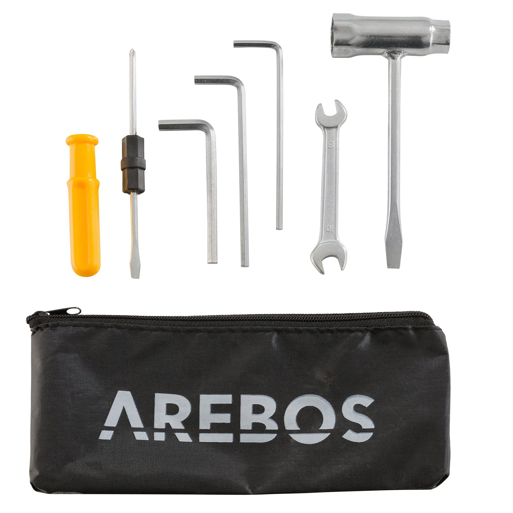 Arebos Erdbohrer Benzin, mit Ölstandglas, Spritpumpe und Entlüftungsventil, 3x Bohreraufsätze (100, 150 und 200 mm), 1x Toolkit