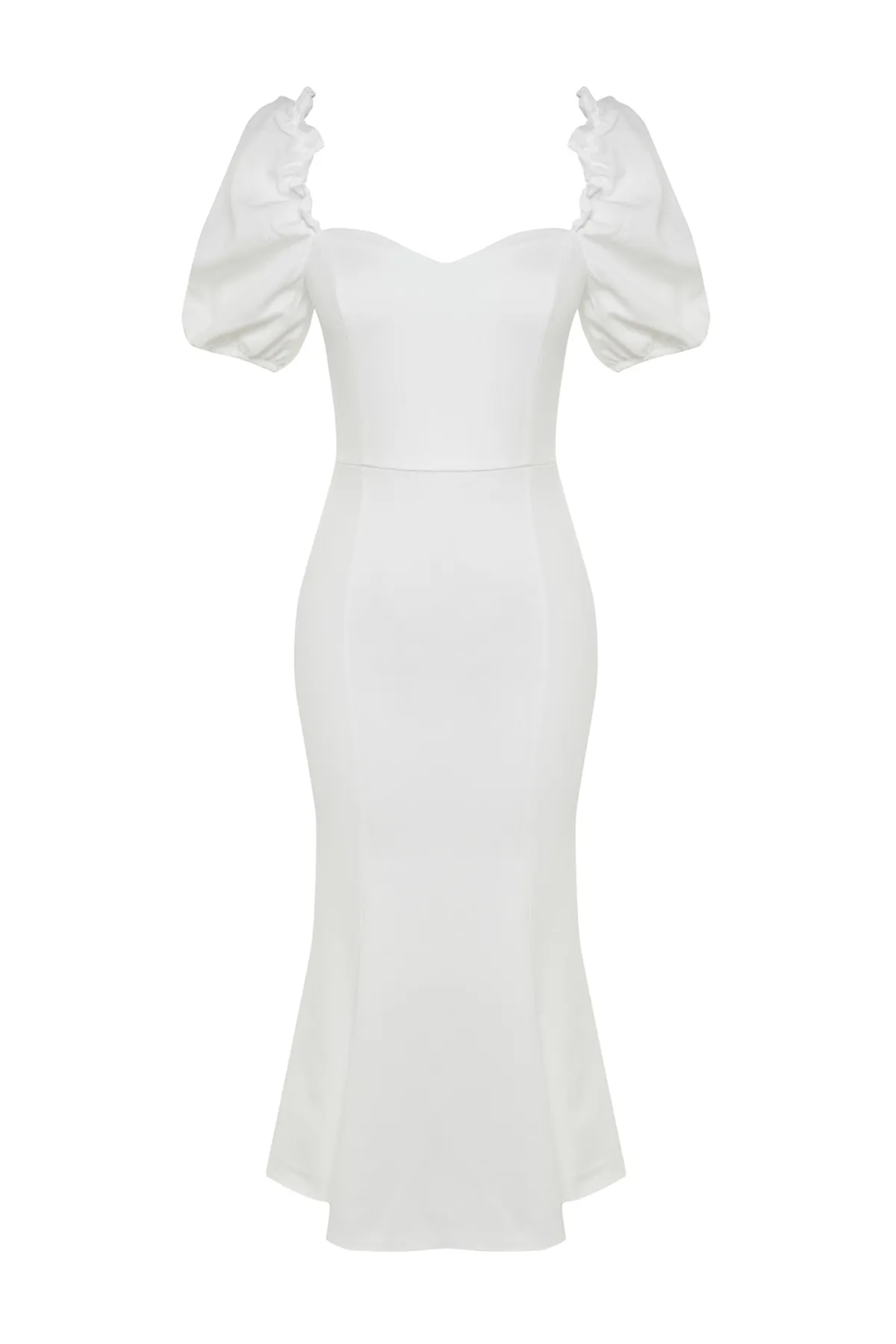 Trendyol Collection  Braut-Abendkleid aus Webstoff in Ecru TPRSS21EL0053