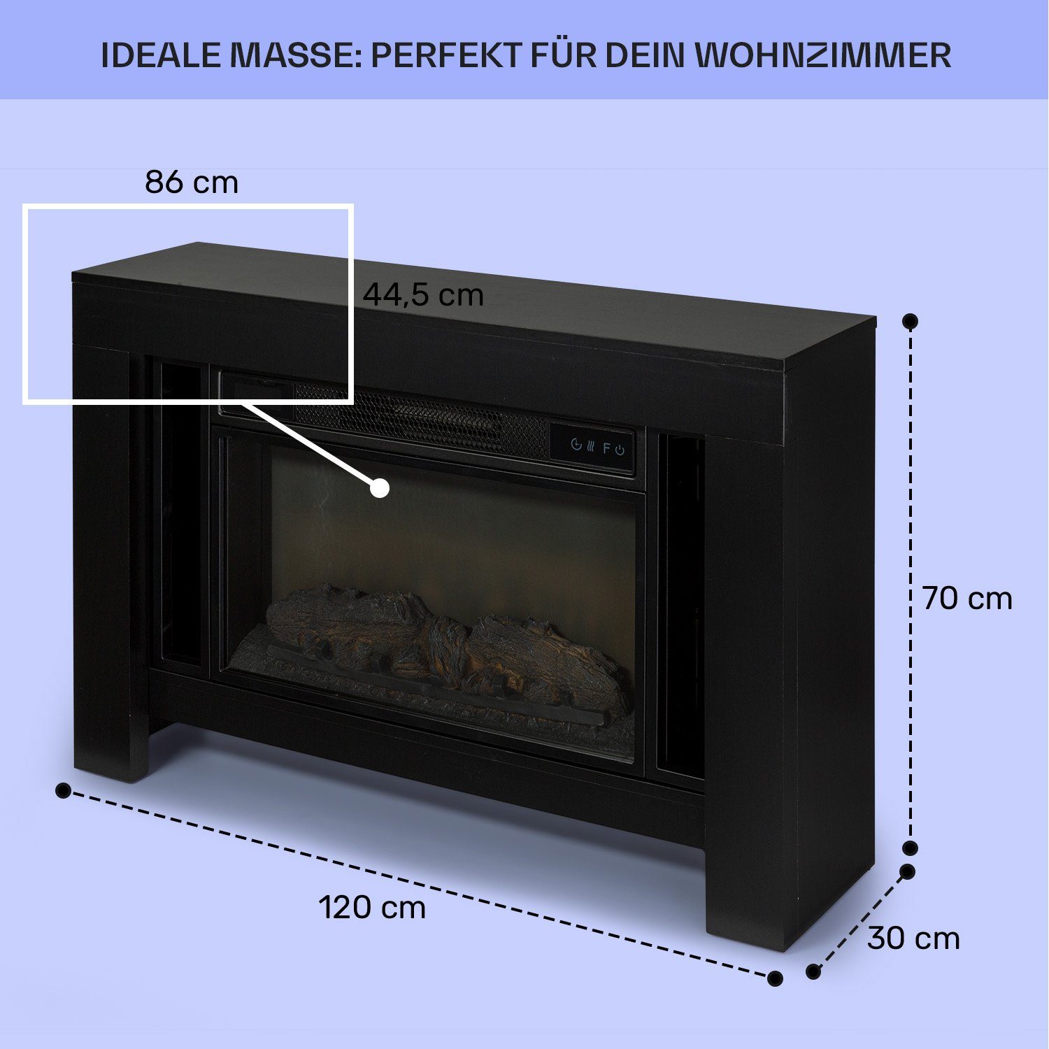 Klarstein Elektrokamin Studio Loft 2 Elektrokamin, elektrischer Kaminofen mit Heizung LED-Beleuchtung, Timer Schwarz