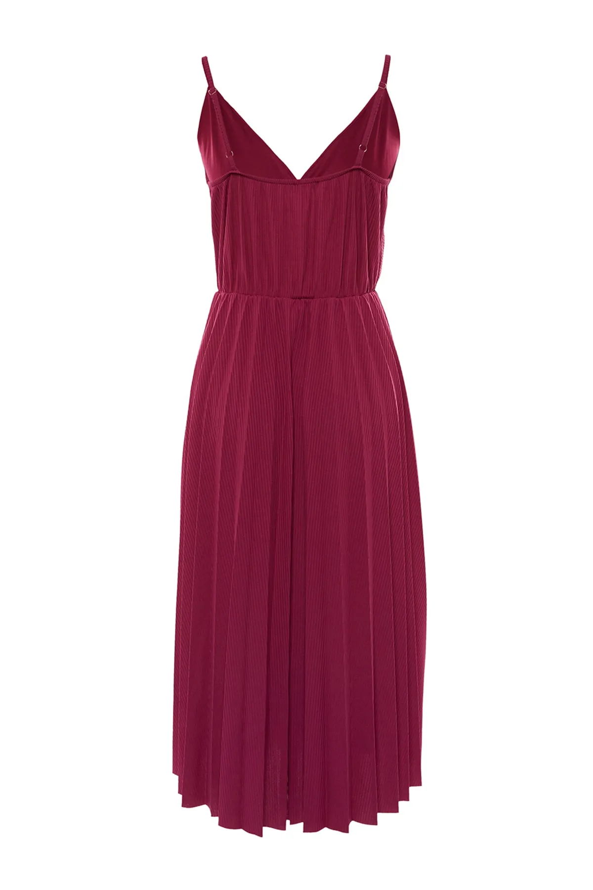 Trendyol Curve  Fuchsiafarbenes, zweireihiges Strickkleid mit Kragen und Trägern TBSSS22EL1565