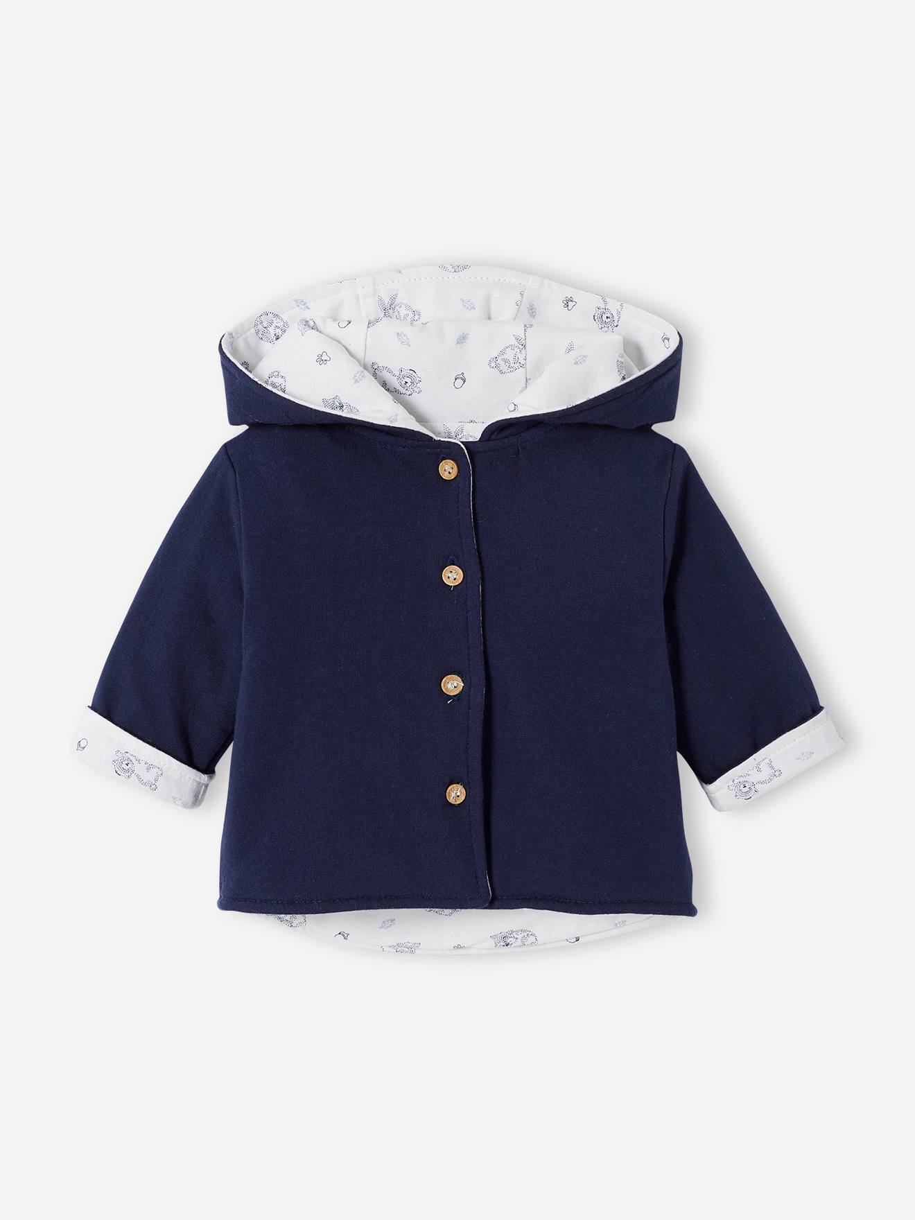 Veste réversible bébé à capuche encre