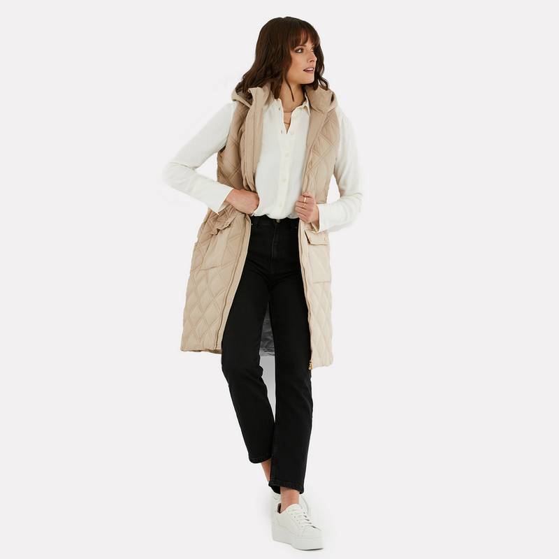 Threadbare THB Maggie Diamond Quilted Gilet Longweste Damen