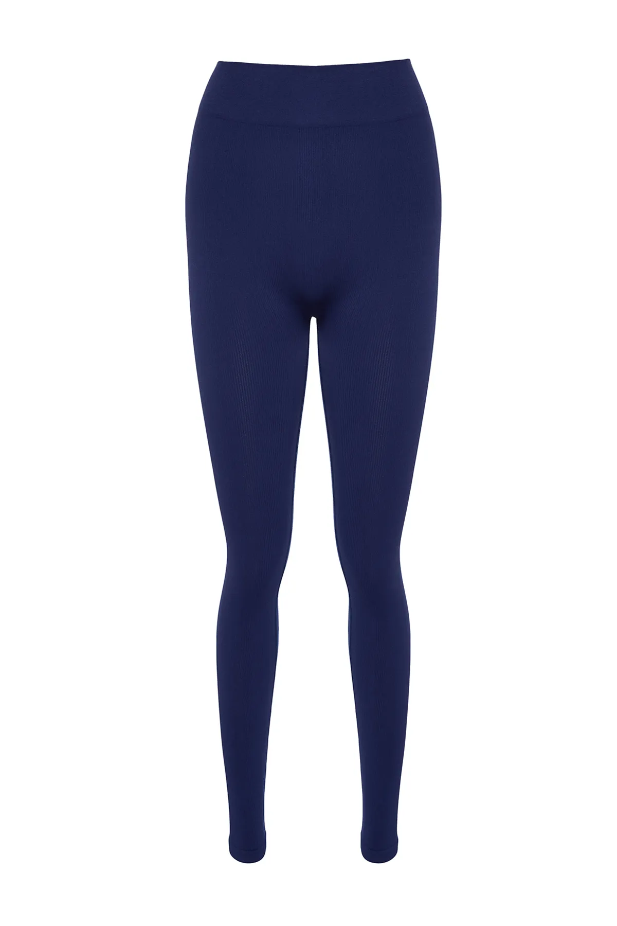 Trendyol Collection  Nahtlose/nahtlose gestrickte Sportstrumpfhose in Dunkelblau in voller Länge TWOAW20TA0071
