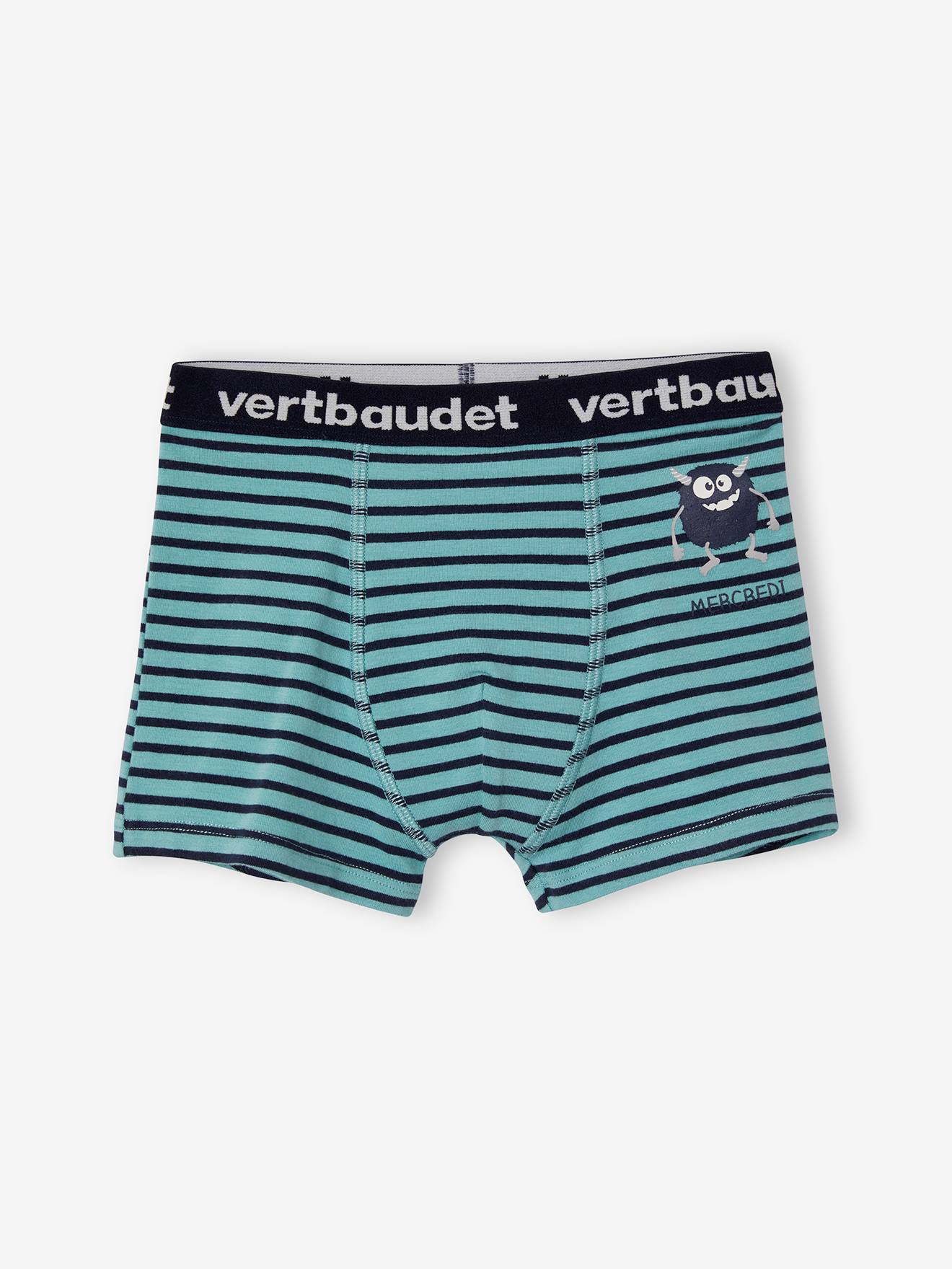 Lot de 7 boxers stretch garçon semainier monstres lot ivoire rayé