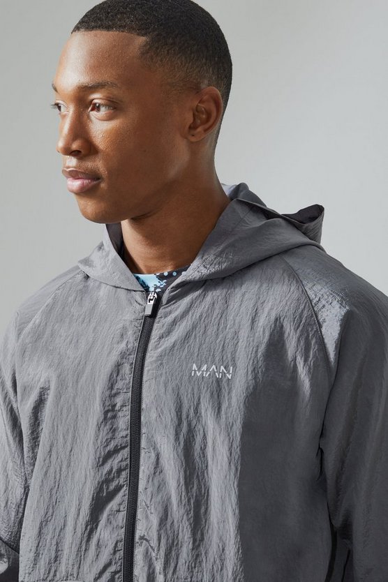 Man Active Nylon Utility-Windbreaker in Knitteroptik