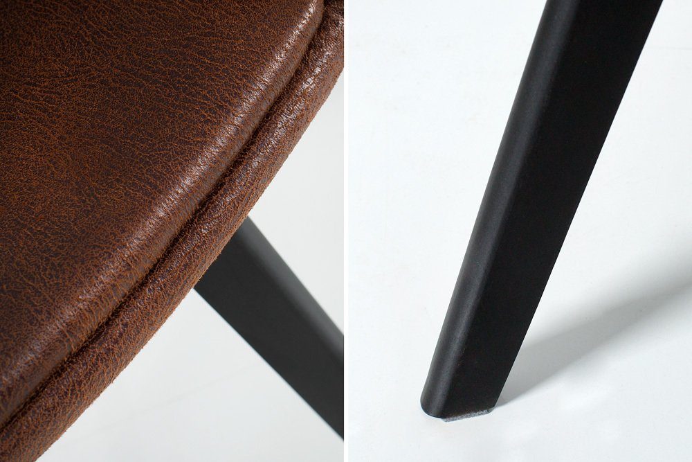 riess-ambiente Polsterstuhl NORDIC STAR antik braun / schwarz (Einzelartikel, 1 St), Esszimmer · Microfaser · Holz · mit Armlehne · Küche · Retro
