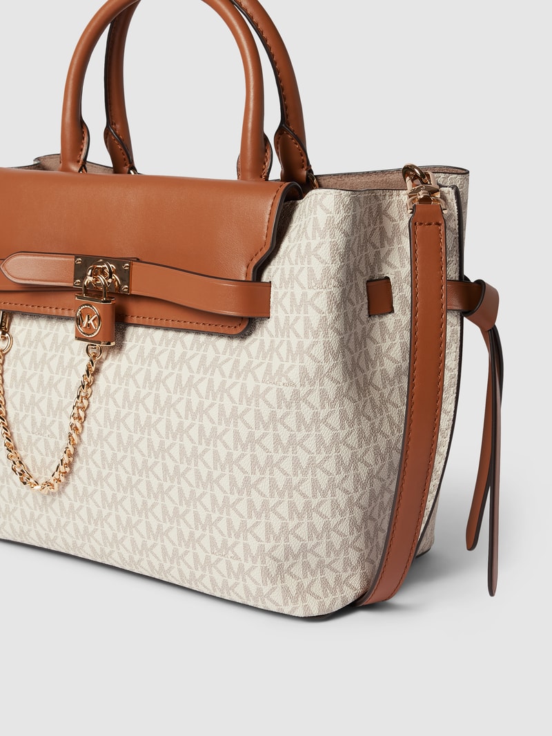 Handtasche mit Allover-Logo Modell 'HAMILTON' in ecru