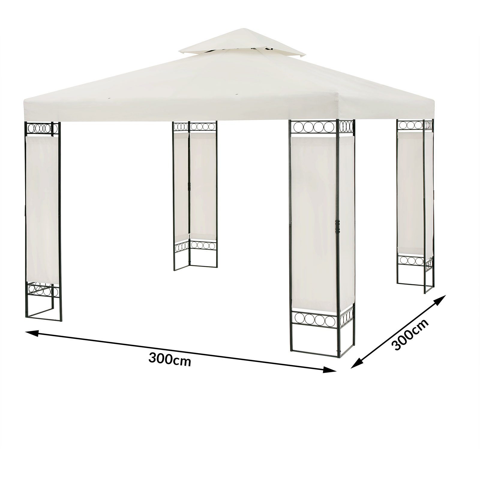 Casaria Pavillon Lorca, 3x3m Farbwahl UV-Schutz 50+ Wasserabweisend Stabil Robust Metall mit