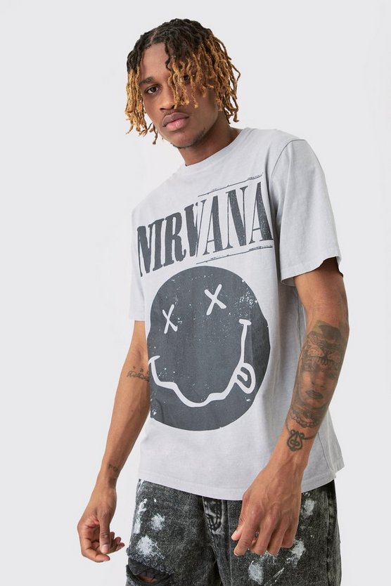 Tall T-Shirt mit lizenziertem Nirvana-Print