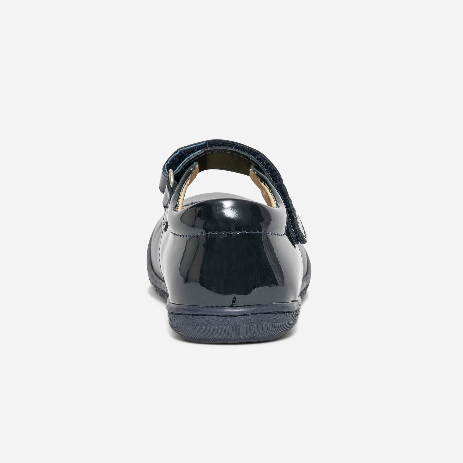 Babies bleu marine en cuir et verni