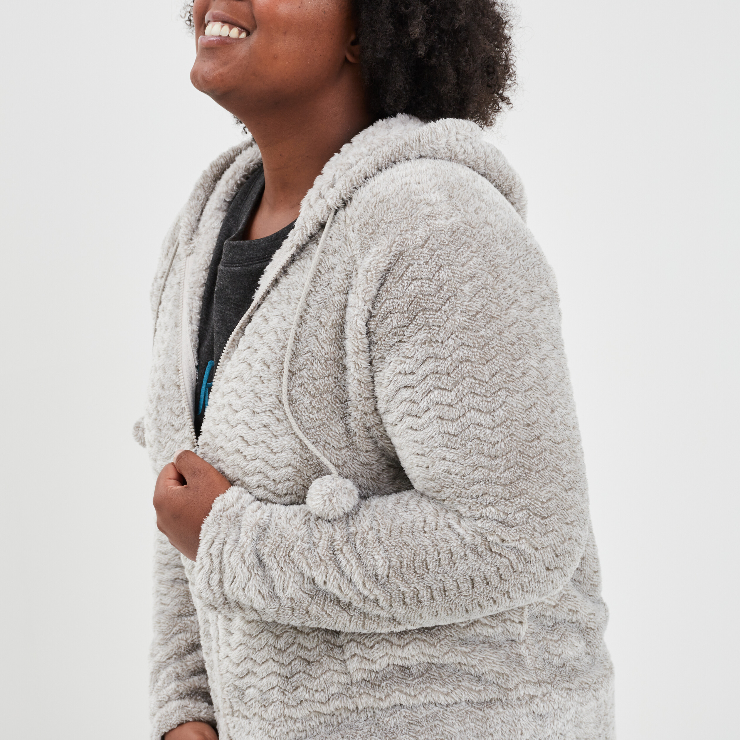 Veste de pyjama à capuche gris clair femme grande taille | La Halle