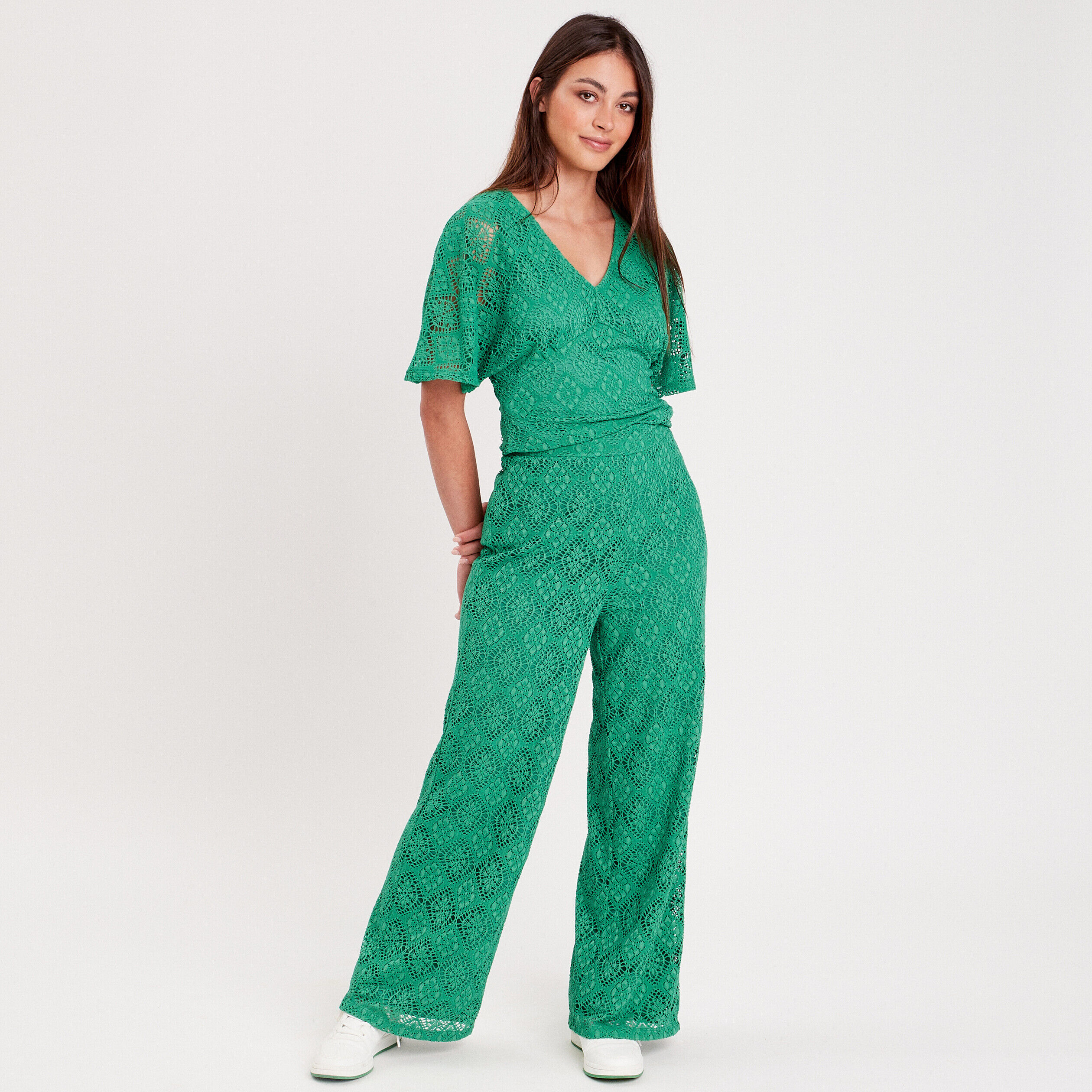 T-shirt avec manches courtes vert émeraude femme | Cache Cache