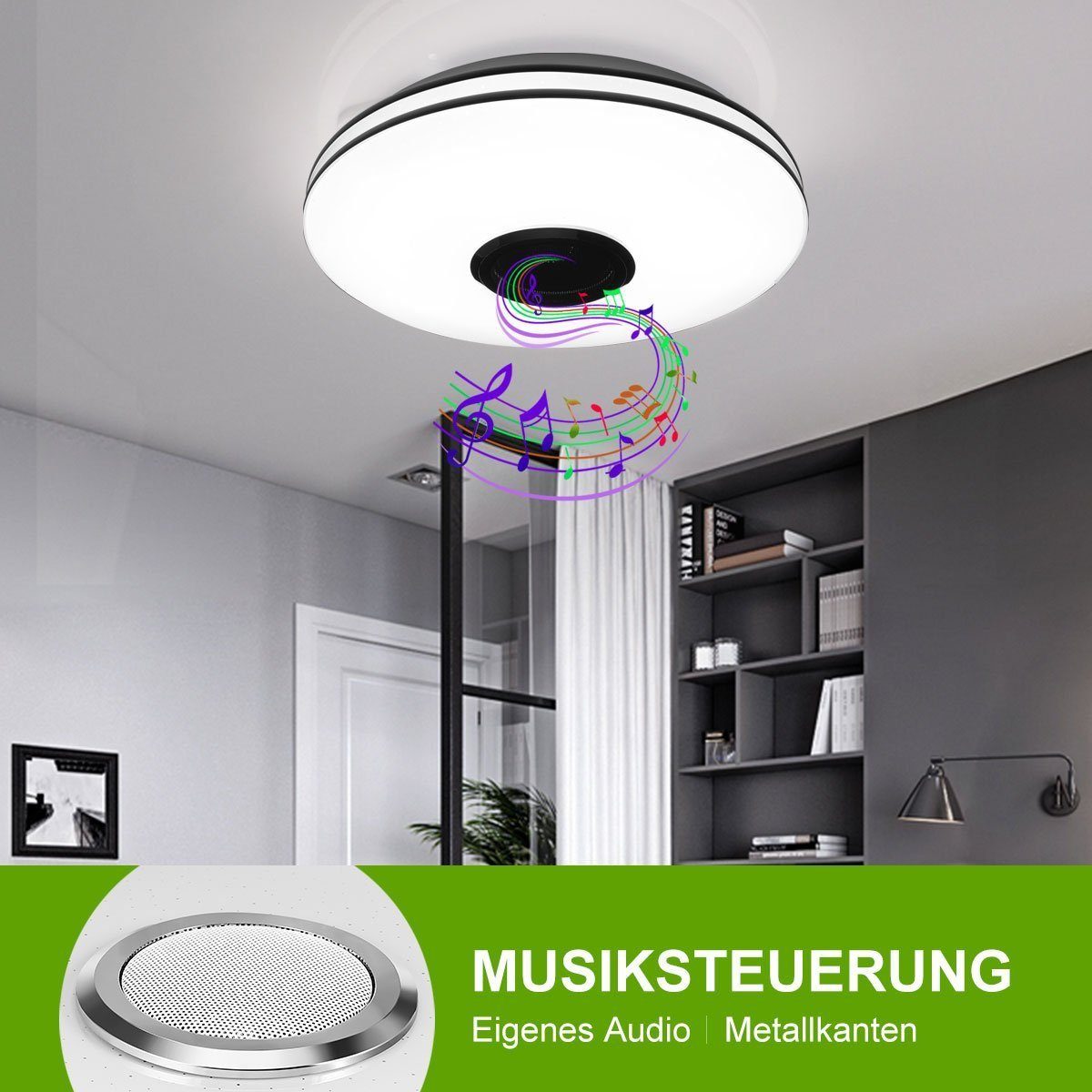 iscooter Deckenleuchte 36W RGB LED Deckenleuchten Dimmbar Bluetooth APP IP44