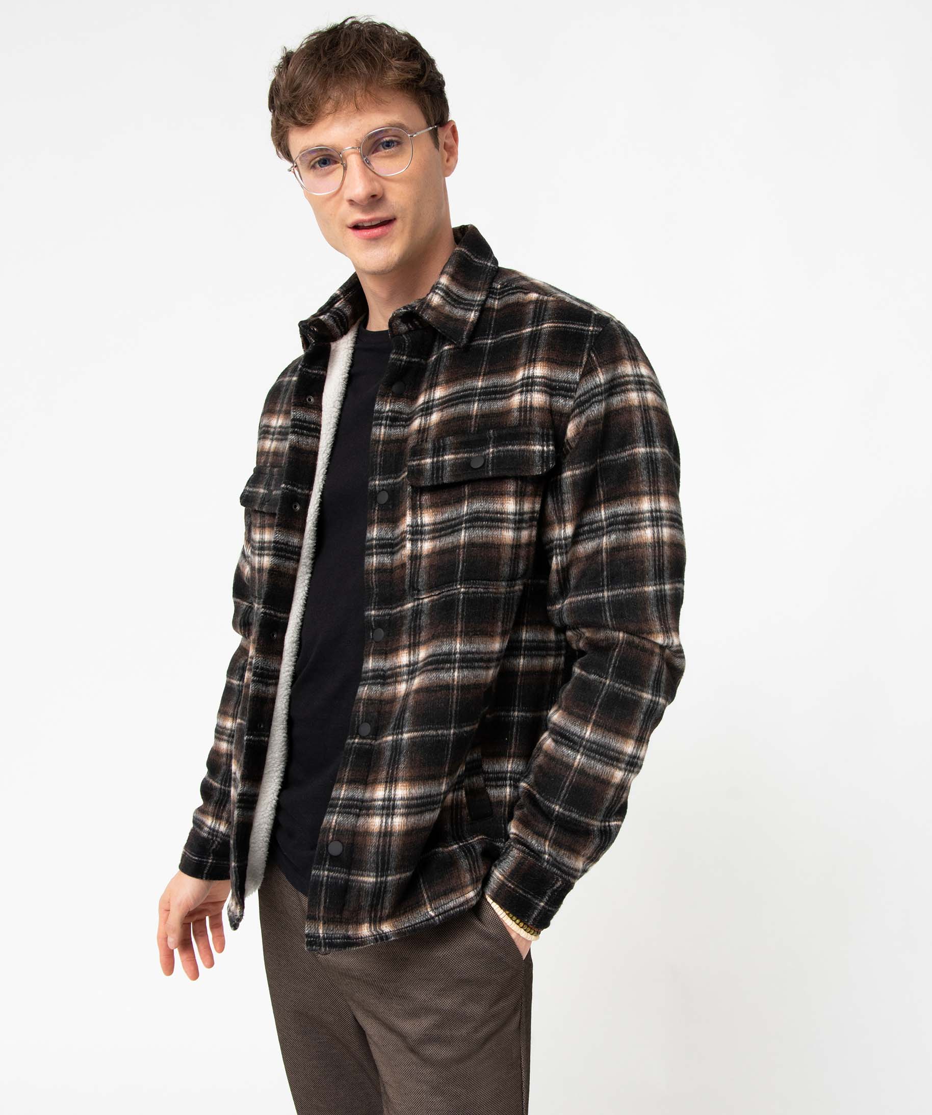 Surchemise homme à carreaux doublée sherpa carreaux | GEMO