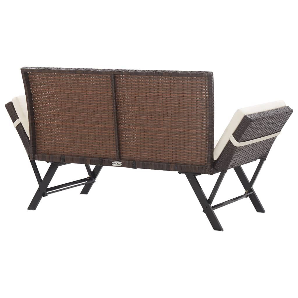 vidaXL Gartenbank Gartenbank mit Auflagen 176 cm Braun Poly Rattan (1-St)