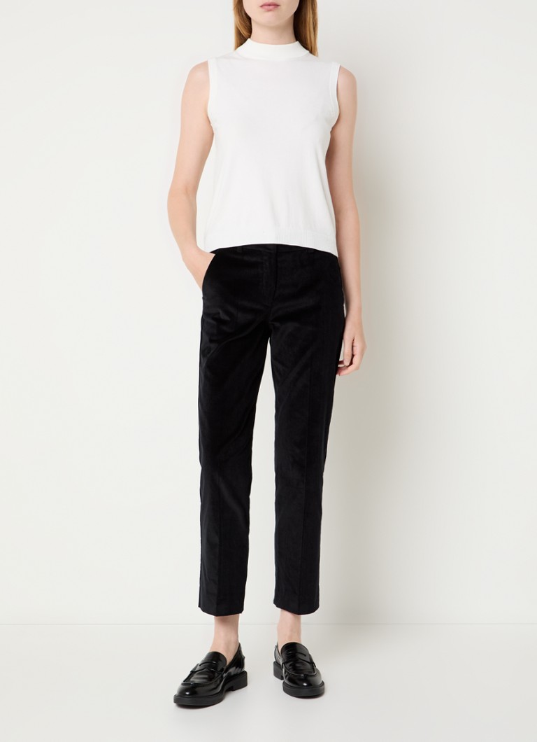 Pantaloni chino MaxMara Marruca, cu talie înaltă și croială dreaptă, confecționați din cord, cu croială scurtă.