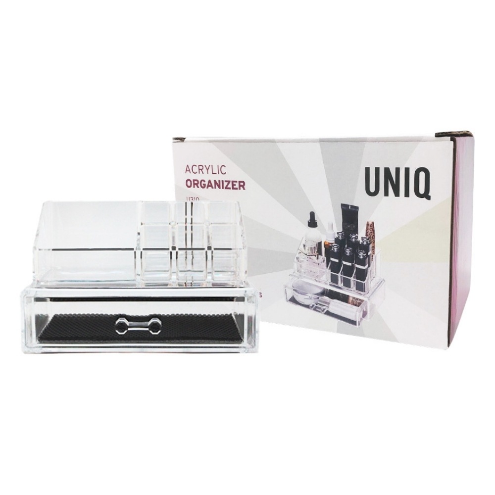 Organizzatore per trucchi UNIQ con un cassetto e 10 scomparti