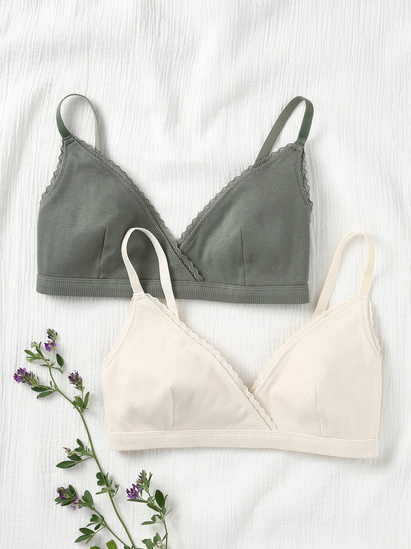 Lot de 2 soutiens-gorge ligne croisée grossesse et allaitement coton bio gris ardoise