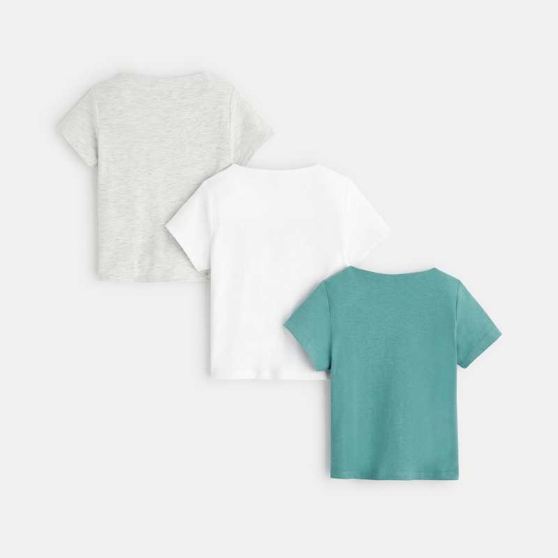 T-shirt jersey poche poitrine (lot de 3) vert bébé garçon