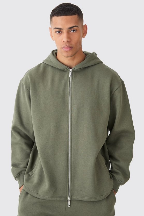 Oversize Hoodie mit Reißverschluss und Applikation