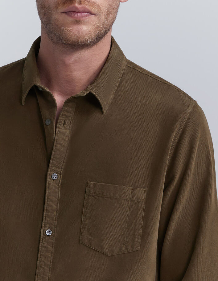 Chemise REGULAR cappuccino en velours milleraies Homme