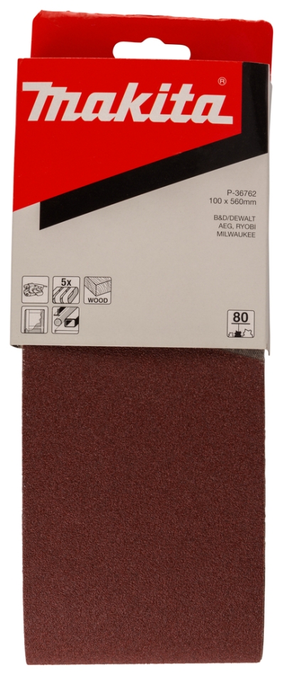 Accessori Makita P-36762 Nastro abrasivo 560 x 100 mm K80 5 pezzi.